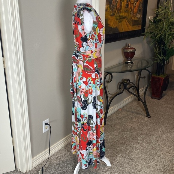 New York & Company Floral Sleeveless Maxi Dress Red and Multicolor size S - Picture 4 of 12